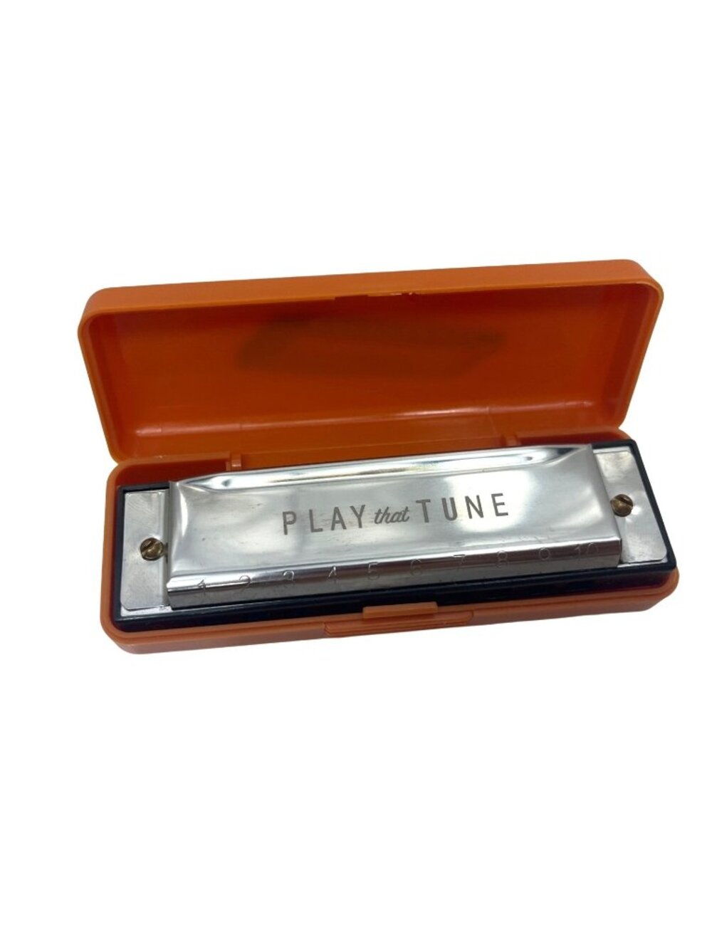 10-Hole Key Of C Harmonica With Orange Case "Play That Tune" Design DF10A Model